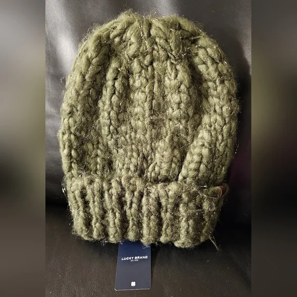 Lucky Brand Olive Green Knit Beanie New With Tags One Size Fits All - Picture 2 of 11